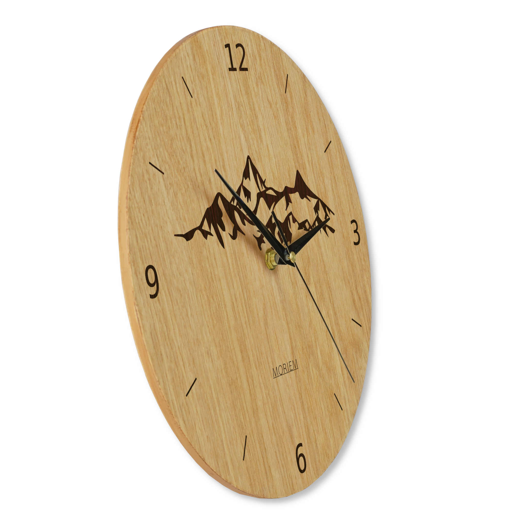 Wanduhr Berge -  Wohnzimmeruhr Holz - modernes Design Eiche - 30 cm/40 cm groß