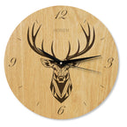 Wanduhr Hirsch modern - Wohnzimmeruhr mit Hirschkopf Motiv - 30 cm/40 cm groß