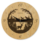 Wanduhr Berge -  Wohnzimmeruhr Holz - modernes Design - Eiche - 30 cm/40 cm groß