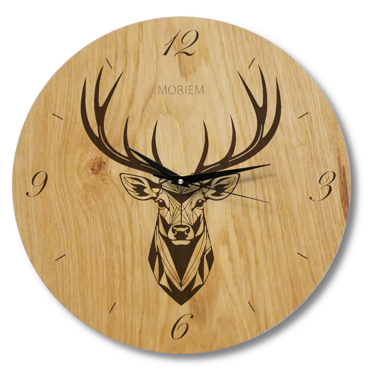 Wanduhr Hirsch modern - Wohnzimmeruhr mit Hirschkopf Motiv - 30 cm/40 cm groß