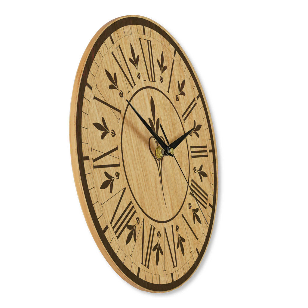 Wanduhr Vintage aus Holz - Blumenmuster - Landhaus Stil - 30 cm/40 cm groß