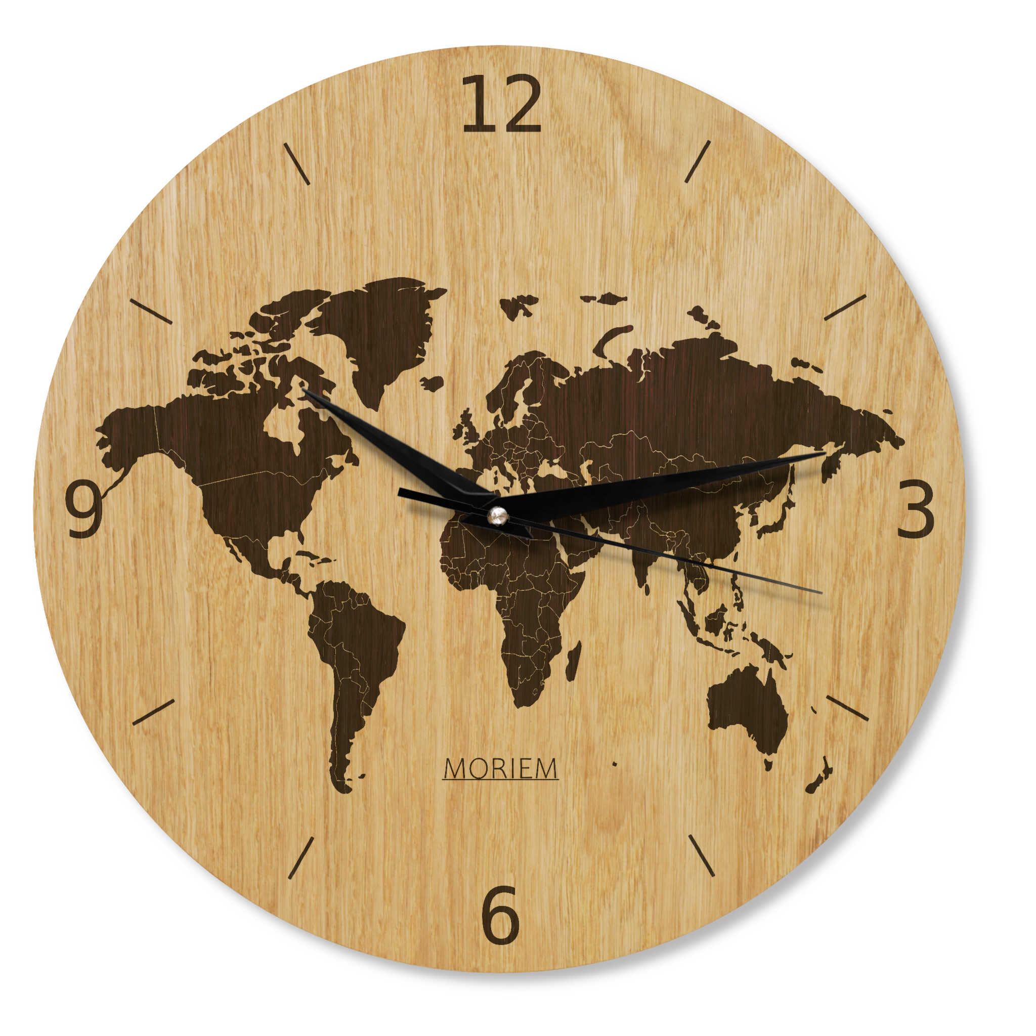 Weltkarte Wanduhr - Wohnzimmeruhr modern - 30 cm/40 cm groß