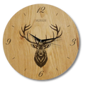 Wanduhr Holz rustikal - Wohnzimmeruhr mit Hirschkopf Motiv - 30 cm/40 cm groß