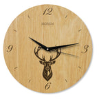 Wanduhr Hirsch modern - Wohnzimmeruhr mit Hirschkopf Motiv - 30 cm/40 cm groß