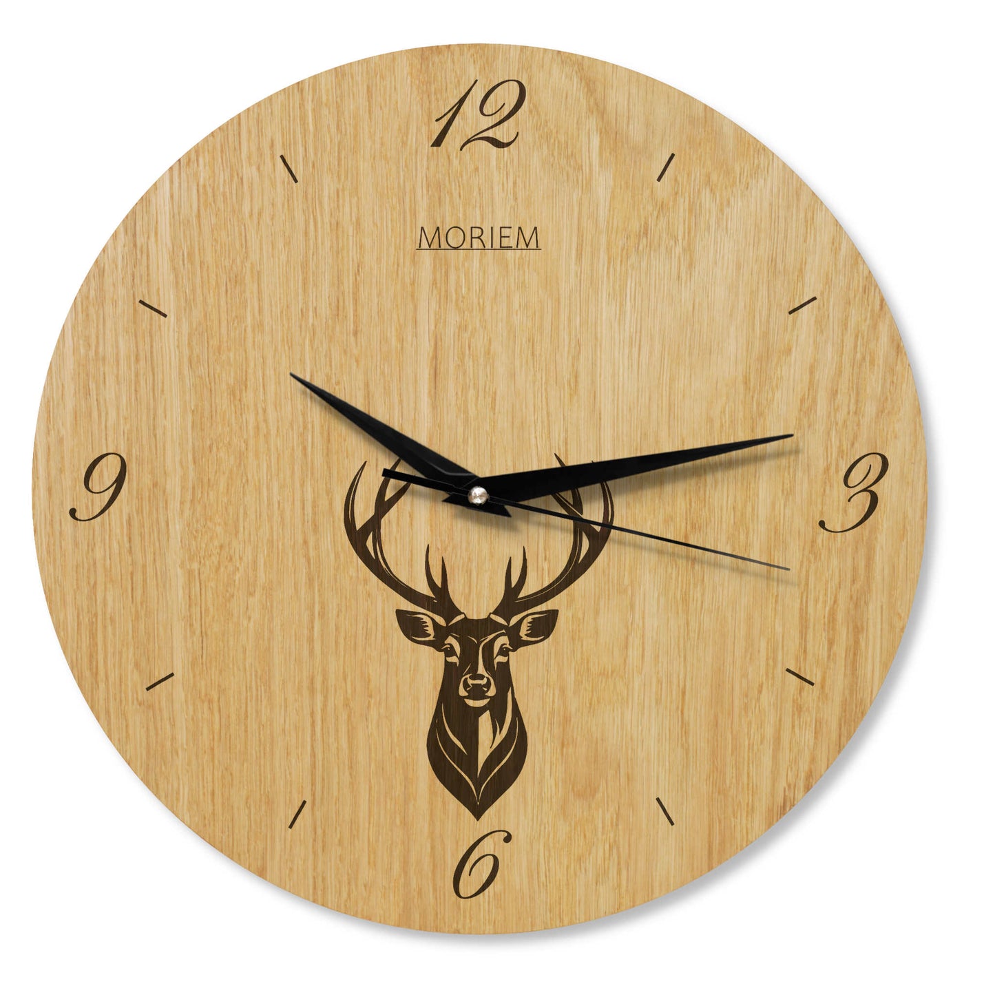 Wanduhr Hirsch modern - Wohnzimmeruhr mit Hirschkopf Motiv - 30 cm/40 cm groß