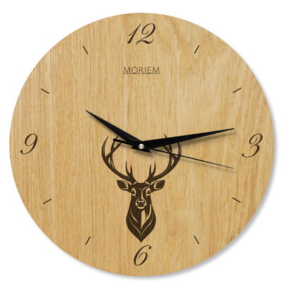 Wanduhr Hirsch modern - Wohnzimmeruhr mit Hirschkopf Motiv - 30 cm/40 cm groß