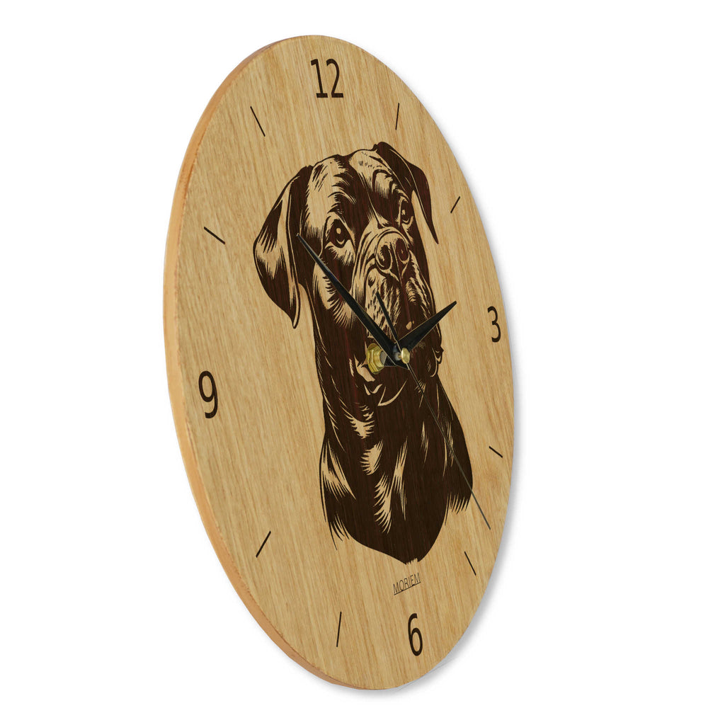 Wanduhr aus Holz - Wohnzimmeruhr modern mit Hundemotiv - 30 cm/40 cm groß