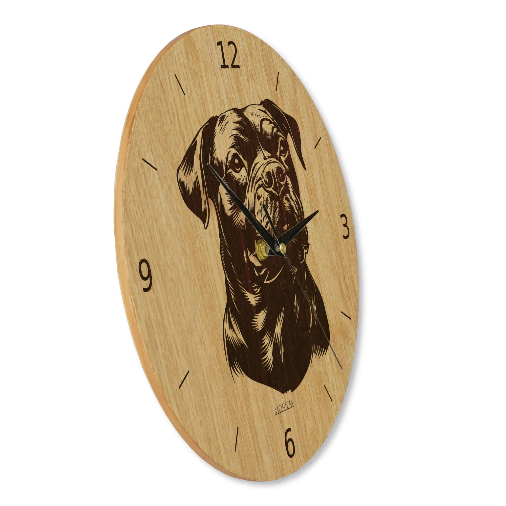 Wanduhr aus Holz - Wohnzimmeruhr modern mit Hundemotiv - 30 cm/40 cm groß