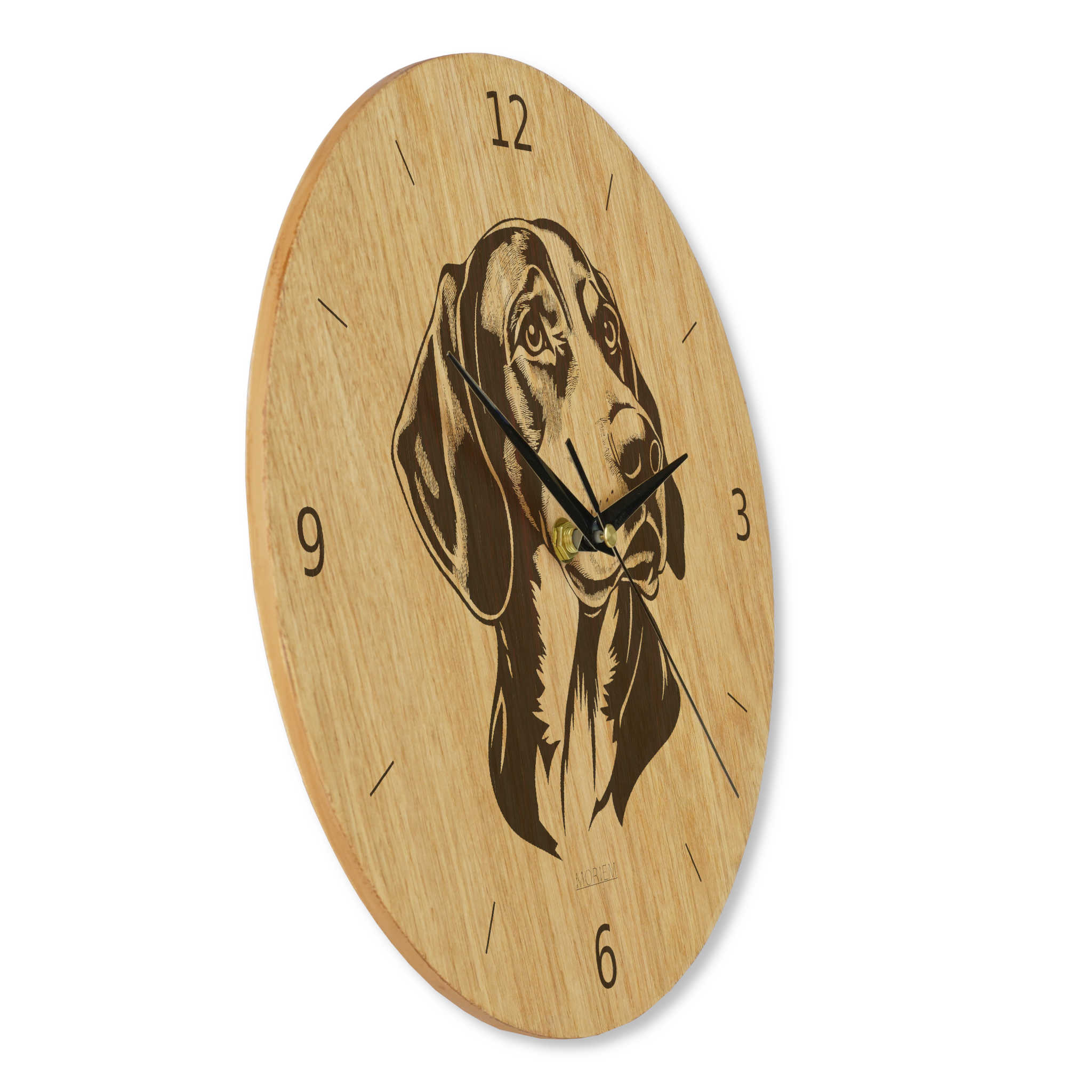 Wanduhr Holz - Wohnzimmeruhr modern mit Hunde Motiv - 30 cm/40 cm groß