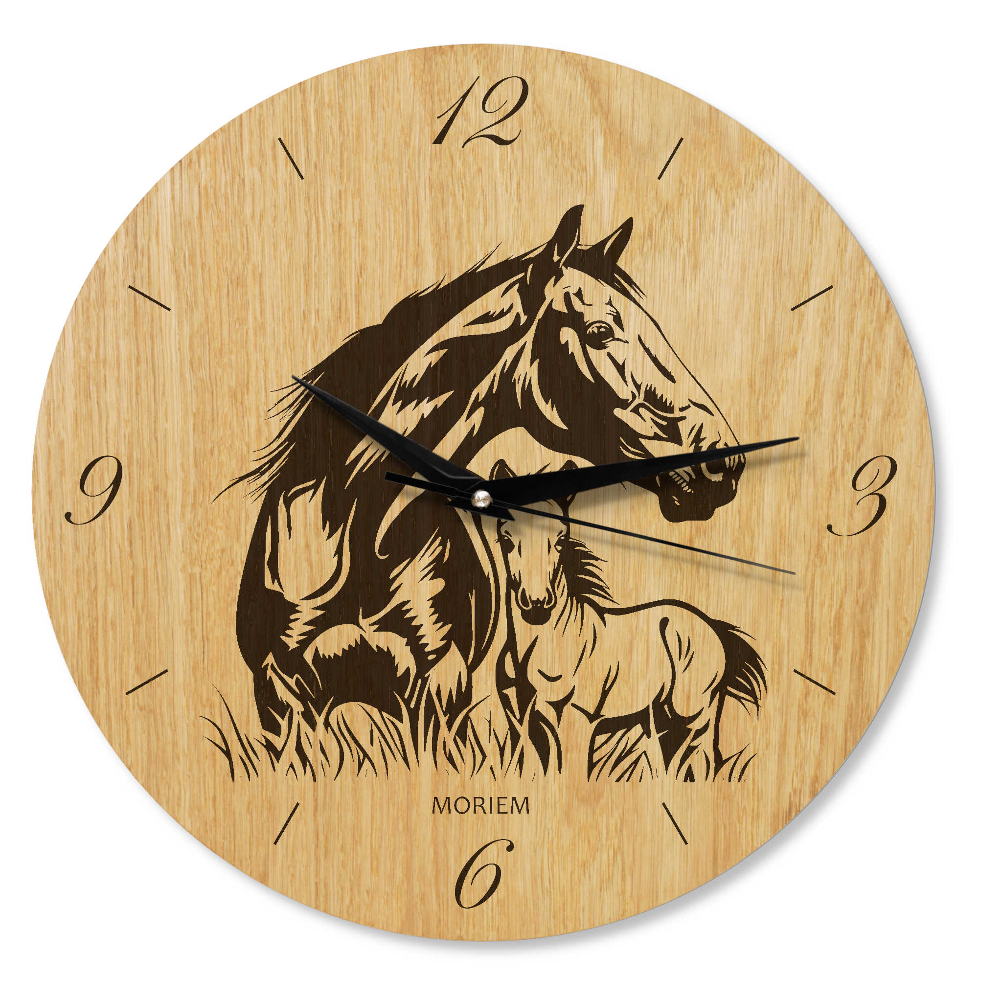 Wanduhr Pferd - Wohnzimmeruhr Motiv Pferd mit Folen - 30 cm/40 cm groß