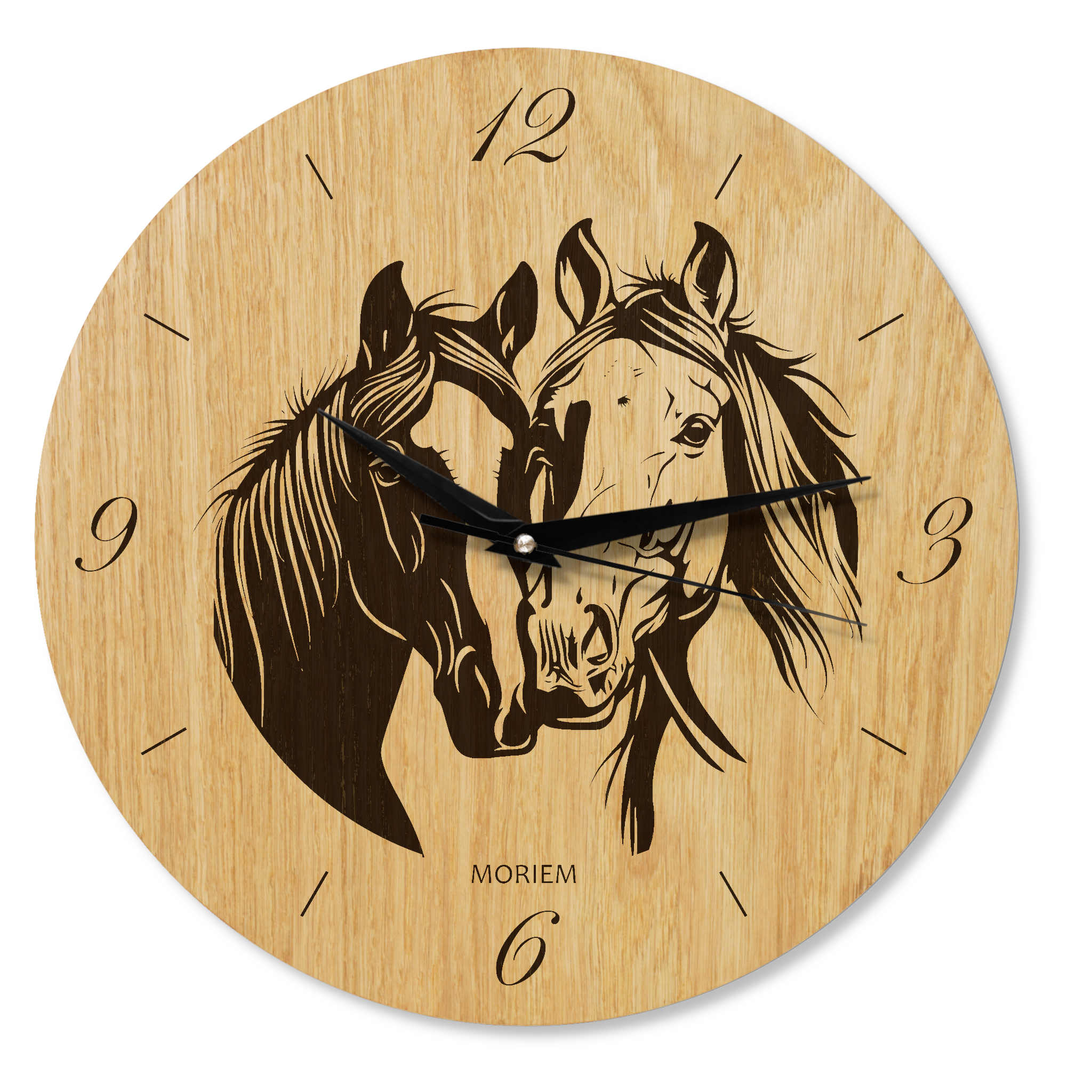 Pferde Wanduhr - Wohnzimmeruhr Motiv zwei Pferde - 30 cm/40 cm groß