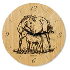 Pferde Wanduhr - Wohnzimmeruhr Motiv Pferd mit Folen - 30 cm/40 cm groß