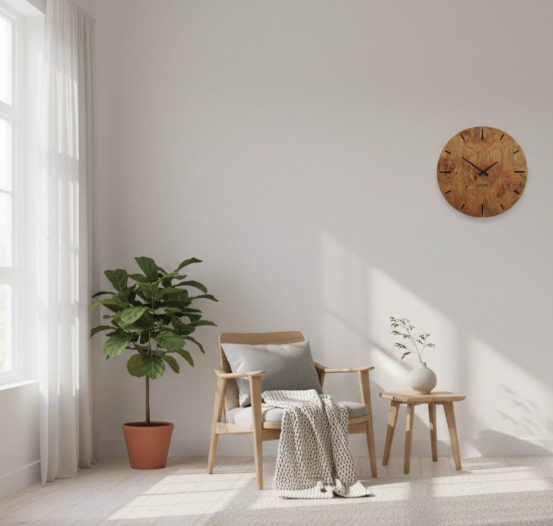 Wanduhr Wohnzimmer groß aus Holz 40 cm