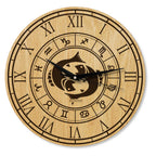 Holz Wanduhr mit Sternzeichen- Motiv Fische - 30 cm/40 cm groß