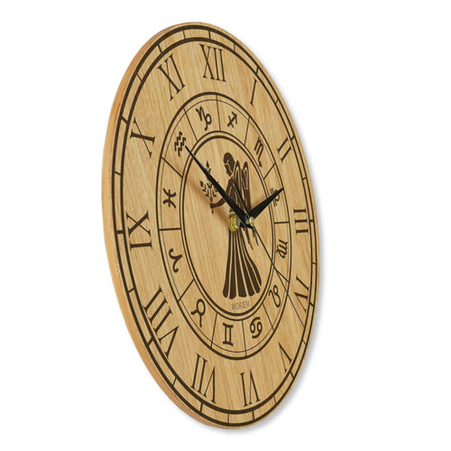 Holz Wanduhr mit Sternzeichen- Motiv Jungfrau - 30 cm/40 cm groß