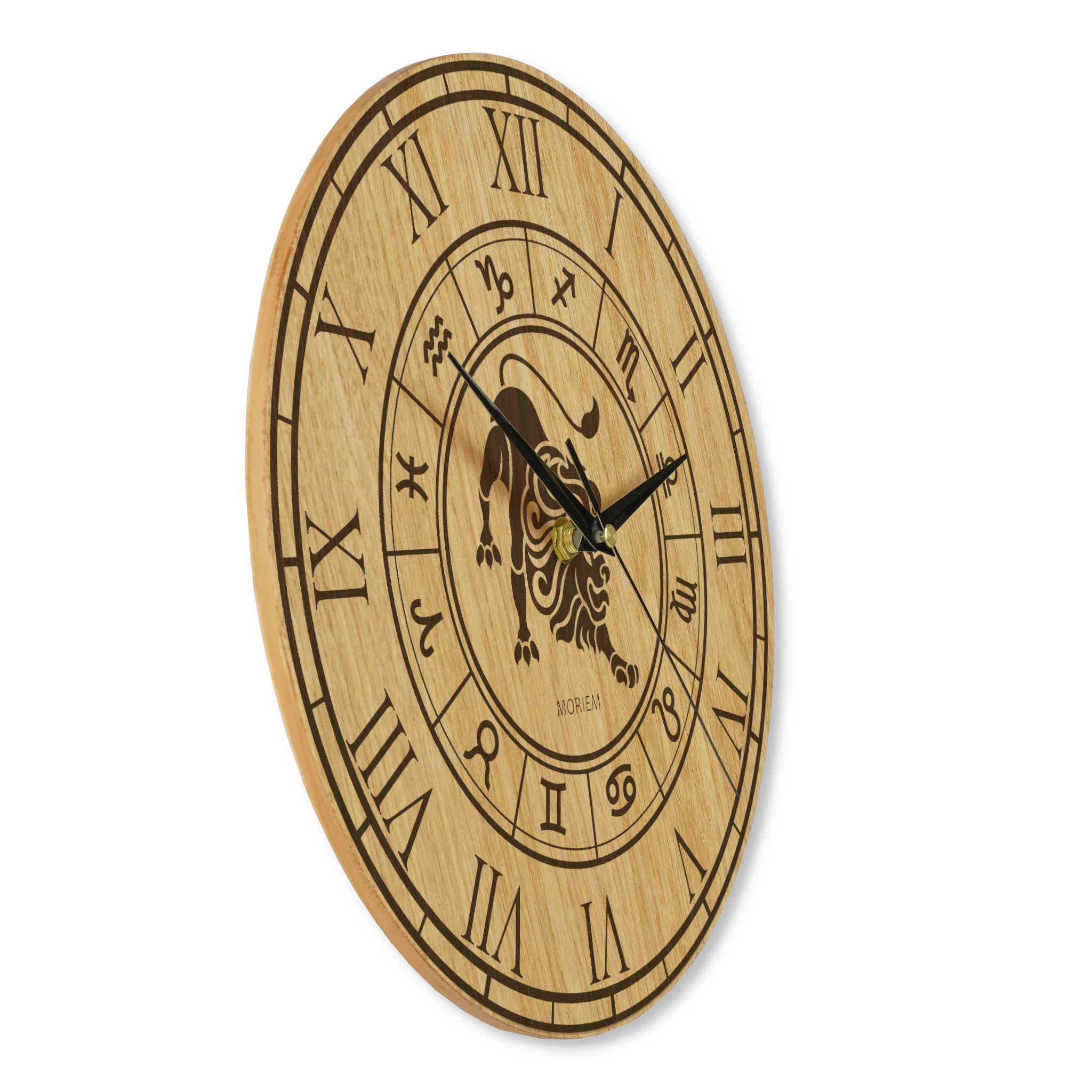 Wanduhr mit Sternzeichen- Motiv Löwe - 30 cm/40 cm groß