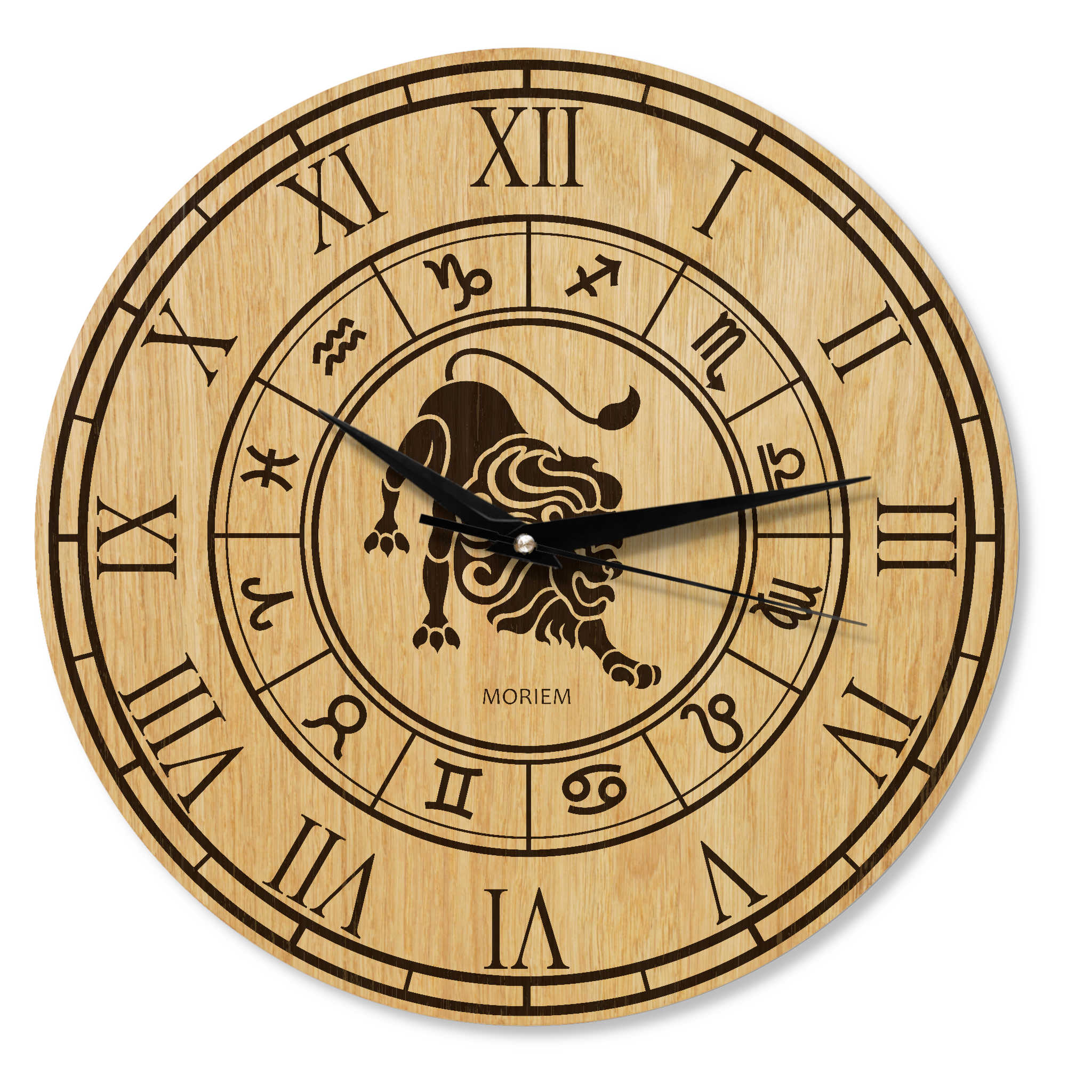 Wanduhr mit Sternzeichen- Motiv Löwe - 30 cm/40 cm groß