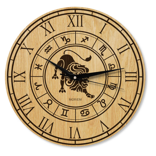 Wanduhr mit Sternzeichen- Motiv Löwe - 30 cm/40 cm groß