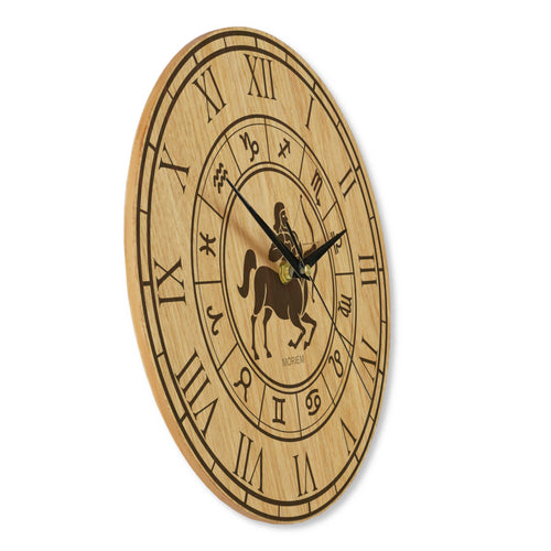 Holz Wanduhr mit Sternzeichen- Motiv Schütze - 30 cm/40 cm groß