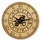Holz Wanduhr mit Sternzeichen- Motiv Steinbock - 30 cm/40 cm groß