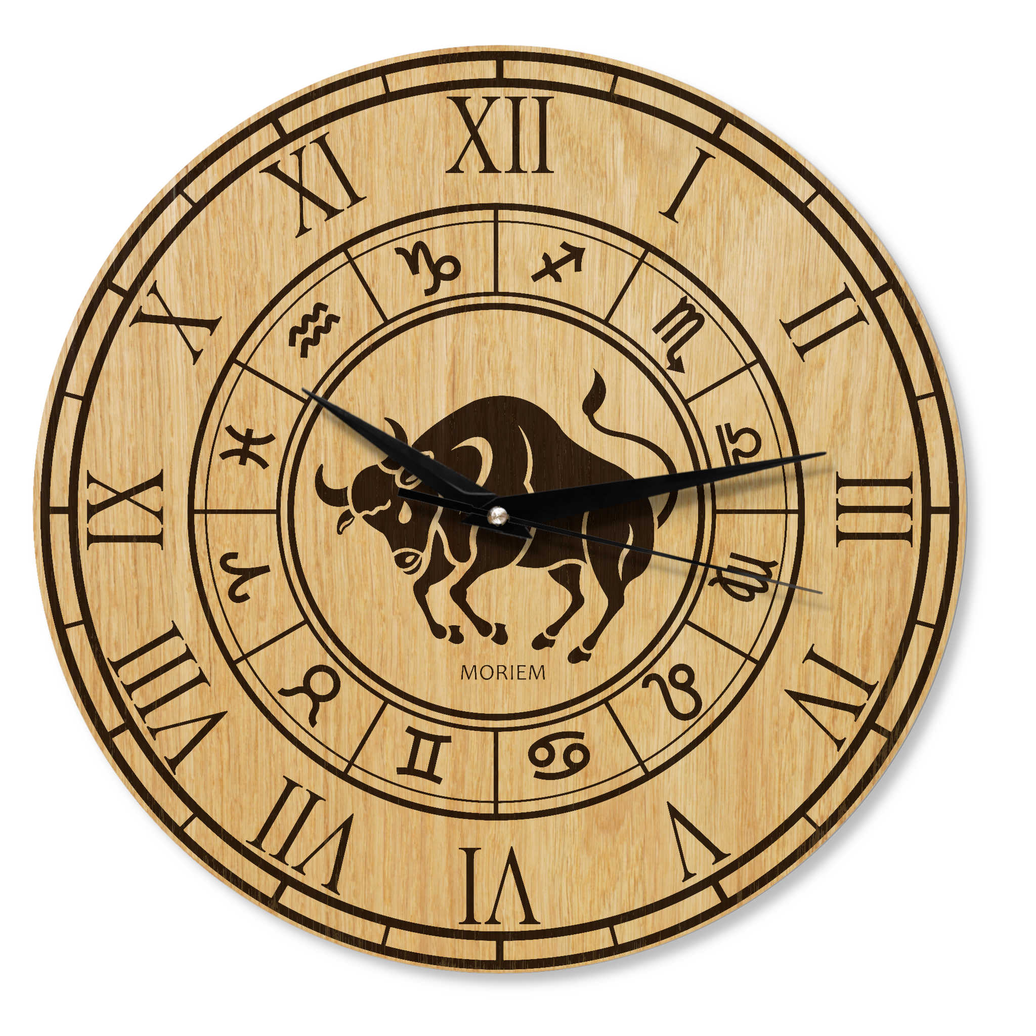 Wanduhr mit Sternzeichen- Motiv Stier - 30 cm/40 cm groß
