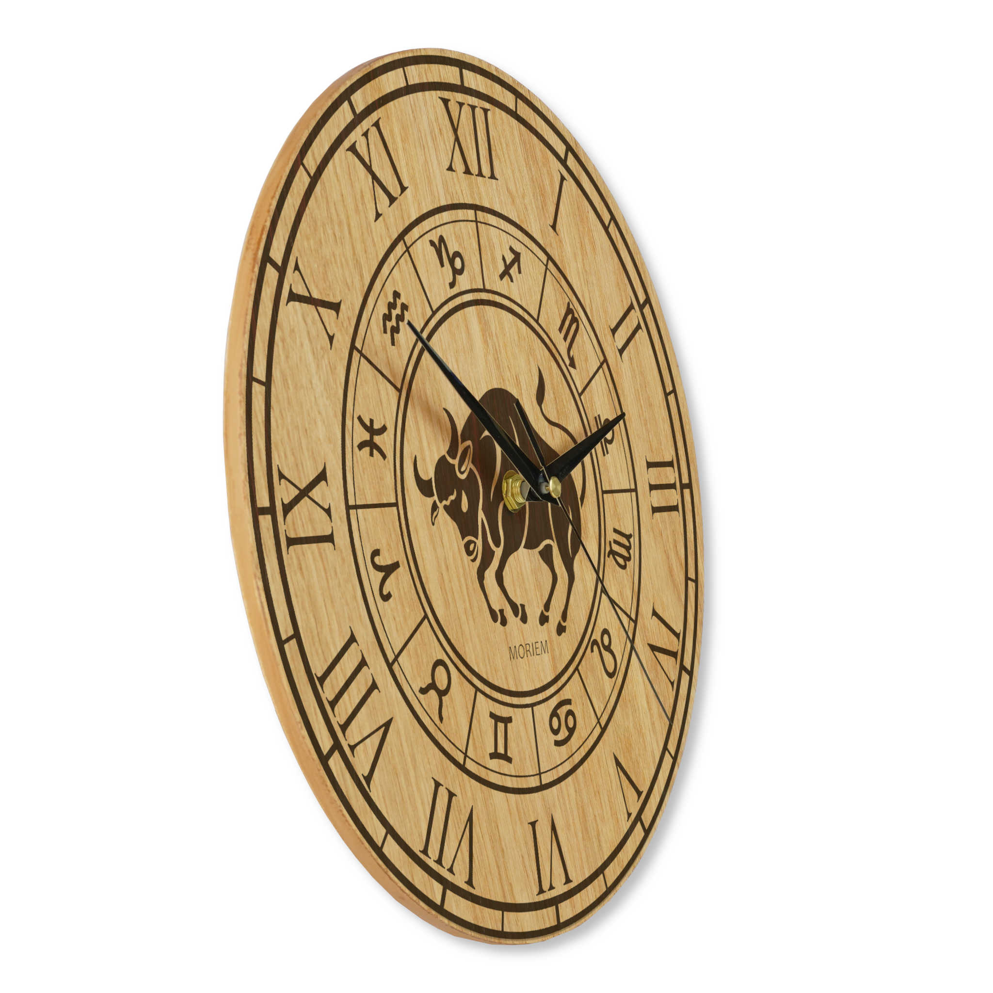 Wanduhr mit Sternzeichen- Motiv Stier - 30 cm/40 cm groß