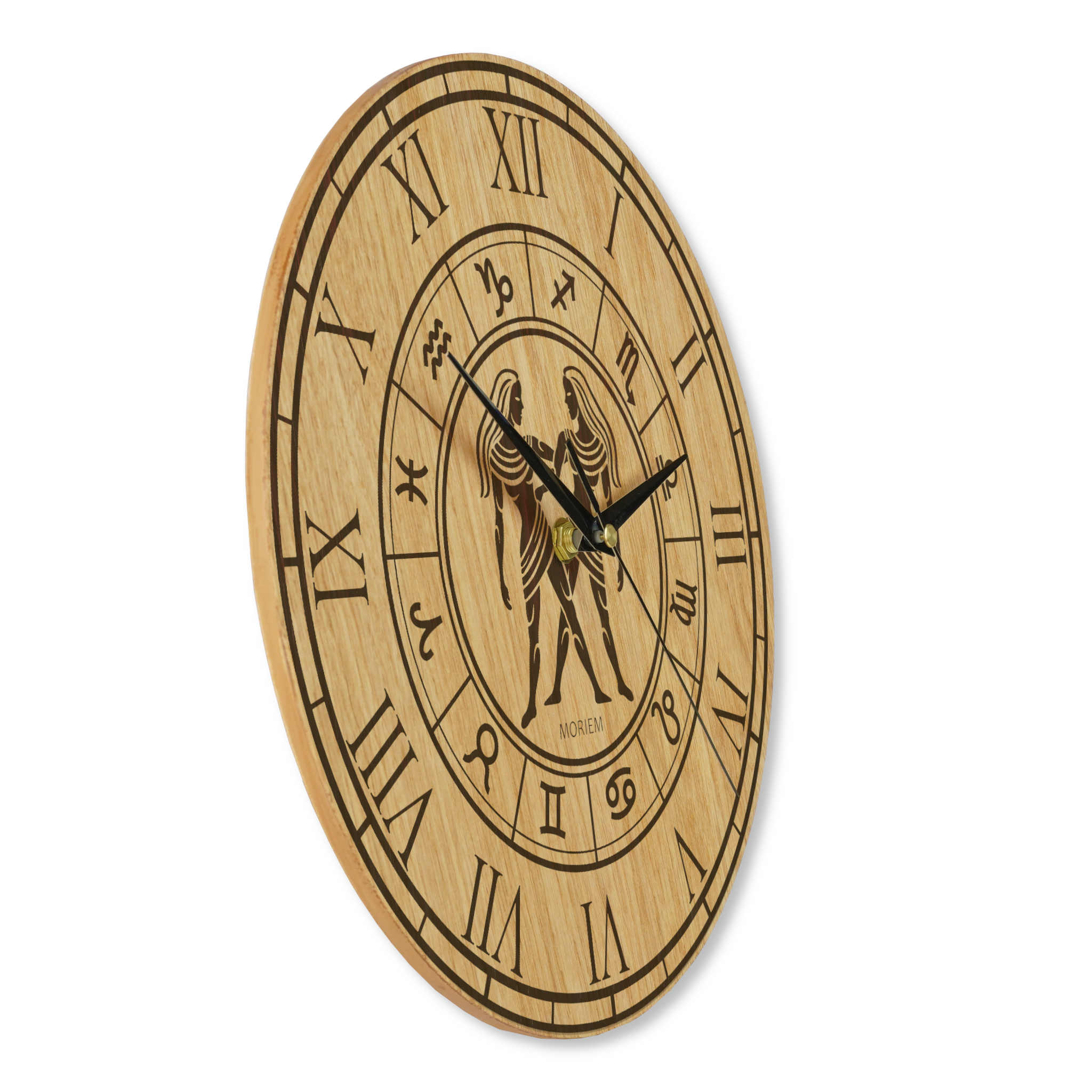 Wanduhr mit Sternzeichen- Motiv Zwilling - 30 cm/XL 40 cm groß