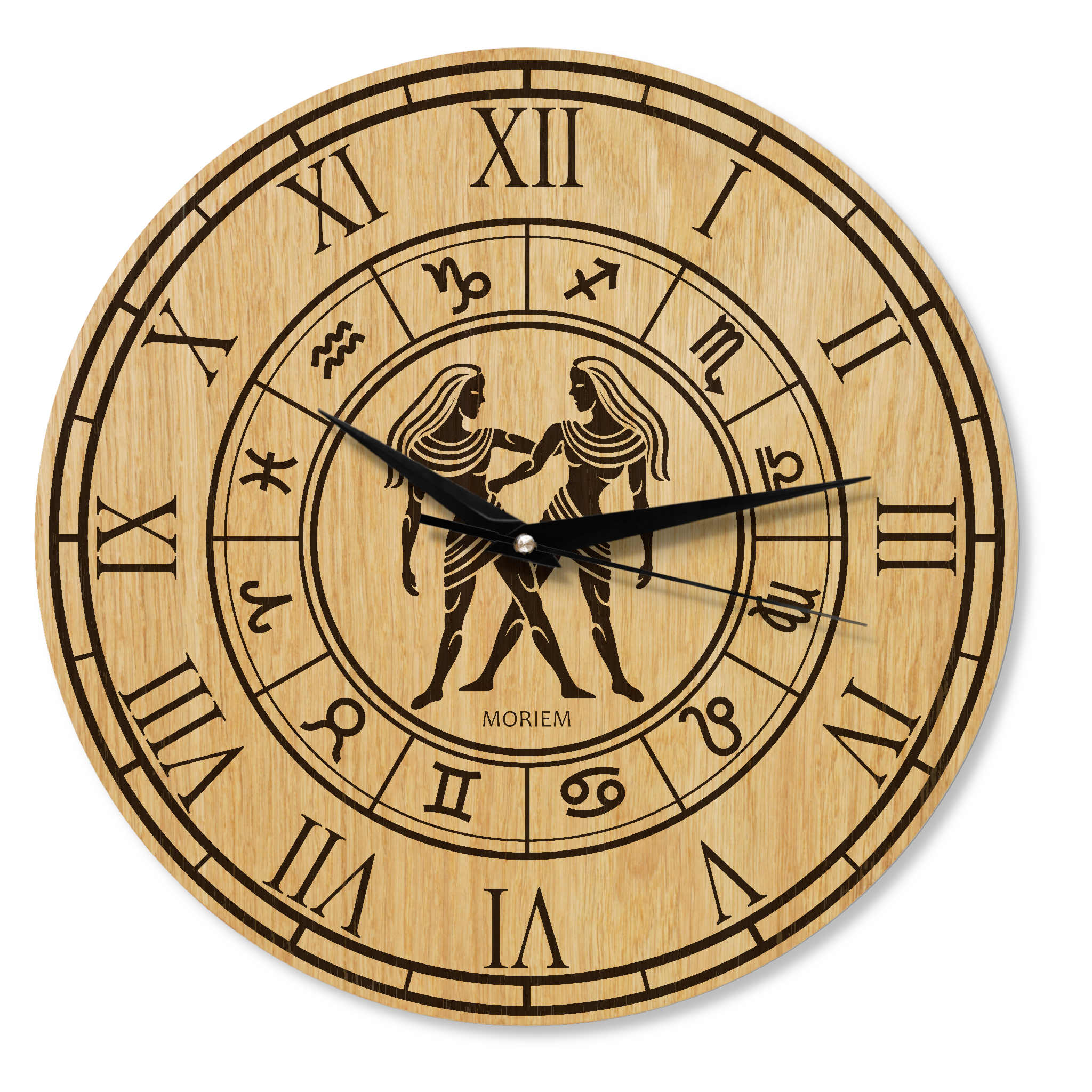 Wanduhr mit Sternzeichen- Motiv Zwilling - 30 cm/XL 40 cm groß