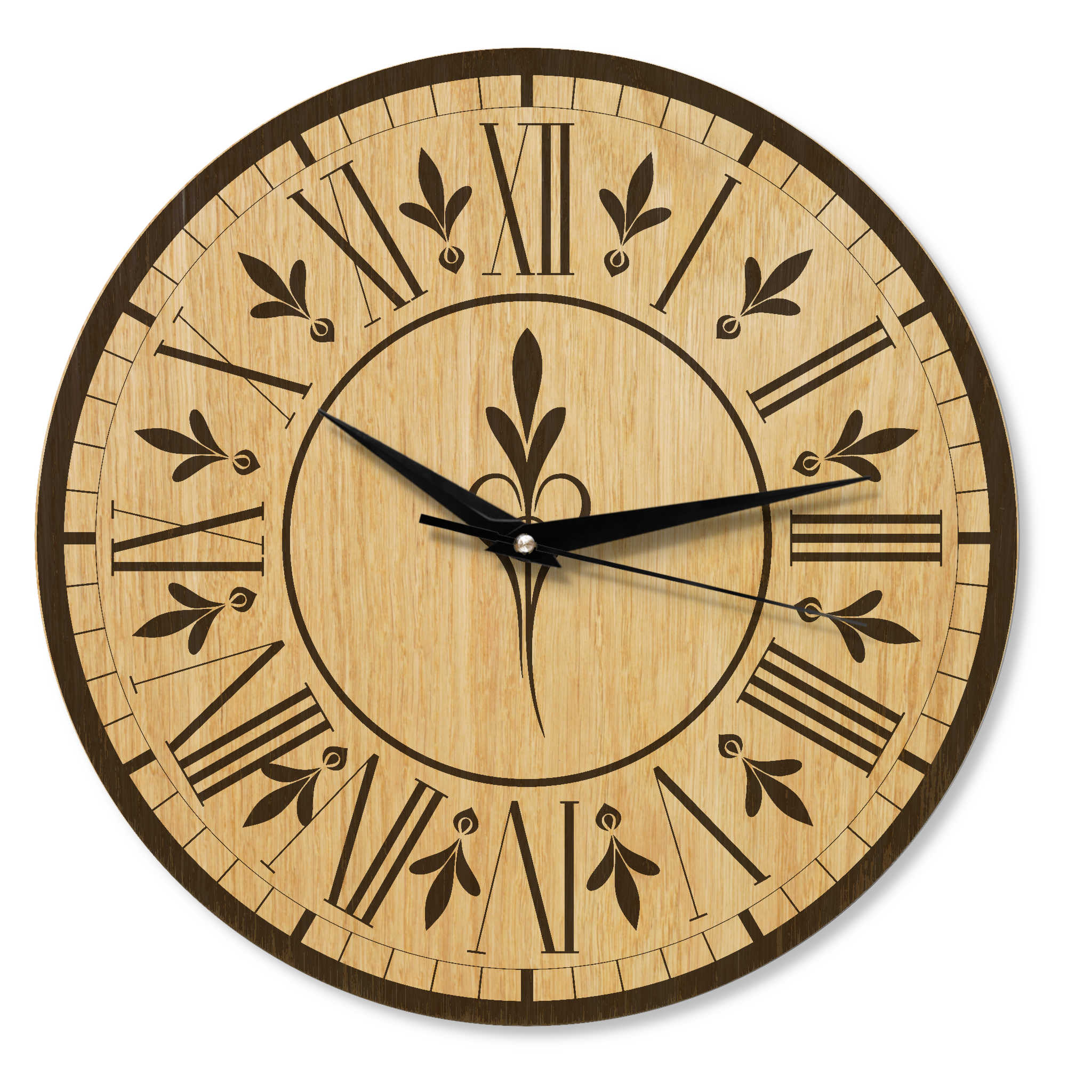 Wanduhr Vintage aus Holz - Blumenmuster - Landhaus Stil - 30 cm/40 cm groß