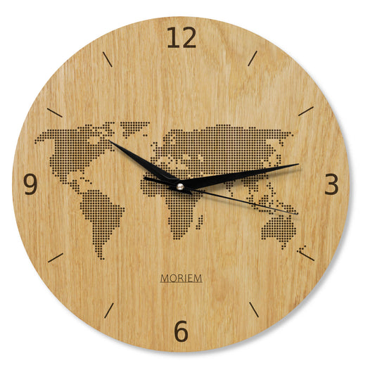 Stylische Wanduhr Weltkarte  - Wohnzimmeruhr modernes Design - 30cm groß
