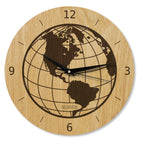 Wanduhr Weltkarte aus Holz- Wohnzimmeruhr mit Globus Motive - 30 cm/40 cm groß
