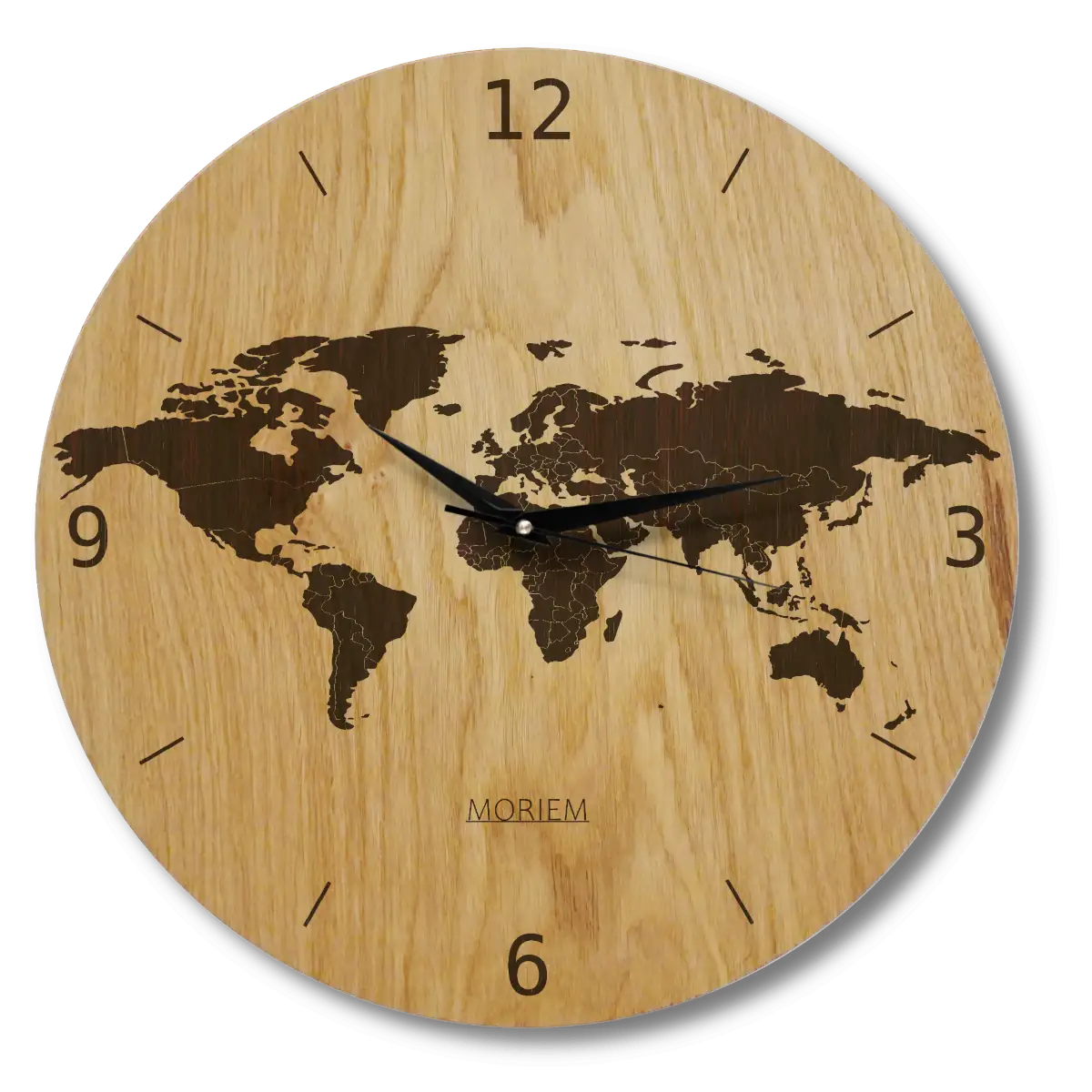 Wanduhr Weltkarte aus Holz- Wohnzimmeruhr mit Weltkarten Motive - 30 cm/40 cm groß