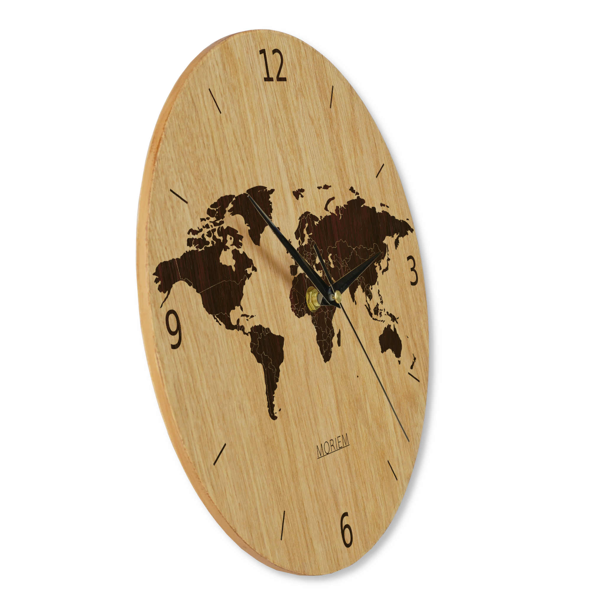 Wanduhr Weltkarte aus Holz- Wohnzimmeruhr mit Weltkarten Motive - 30 cm/40 cm groß