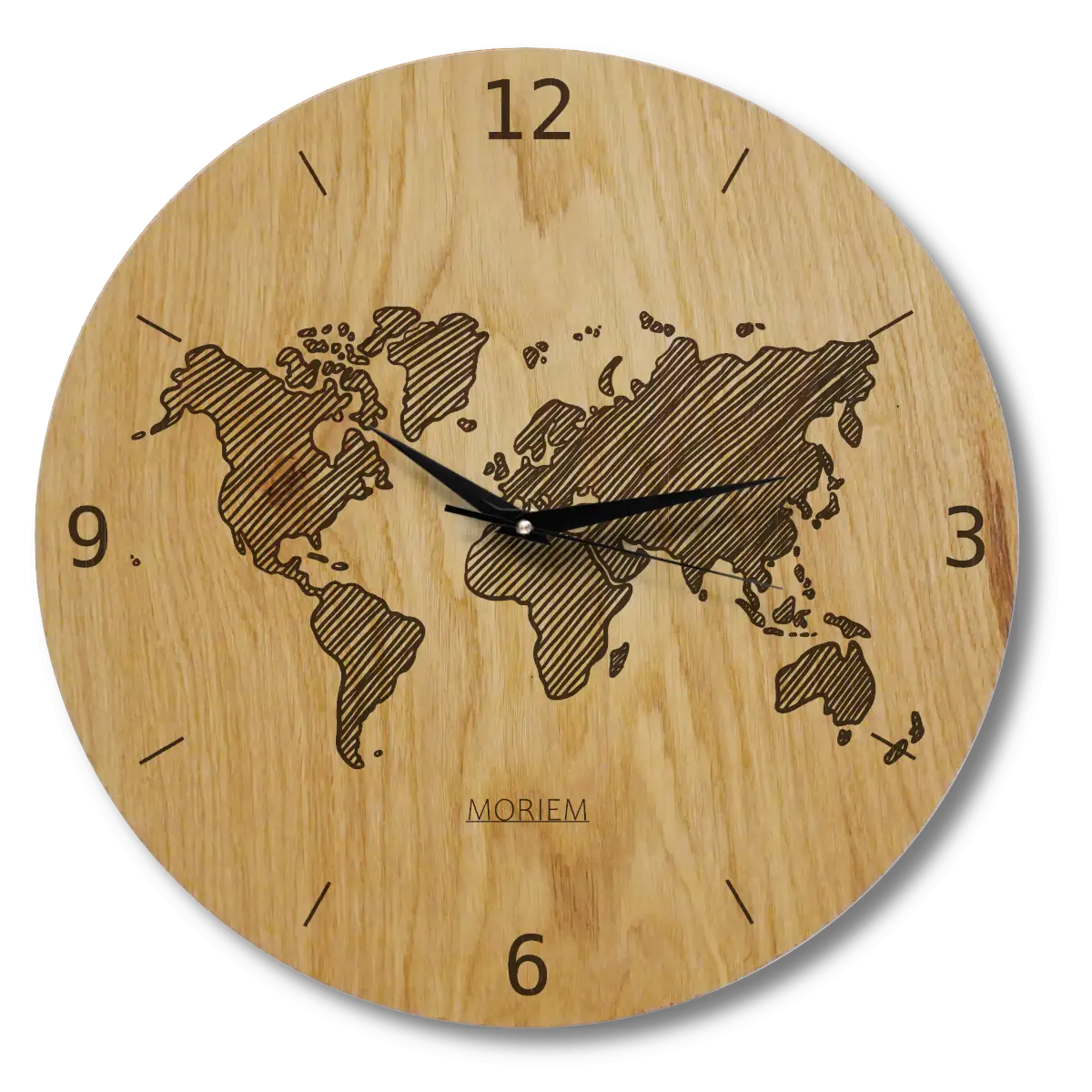 Wanduhr Skizzierte Weltkarte  - Wohnzimmeruhr modernes Design - 30 cm/40 cm groß