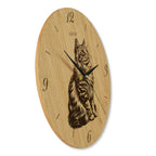 Wanduhr aus Holz - Angorakatze - moderne Wohnzimmeruhr - Eiche 30 cm/40 cm groß