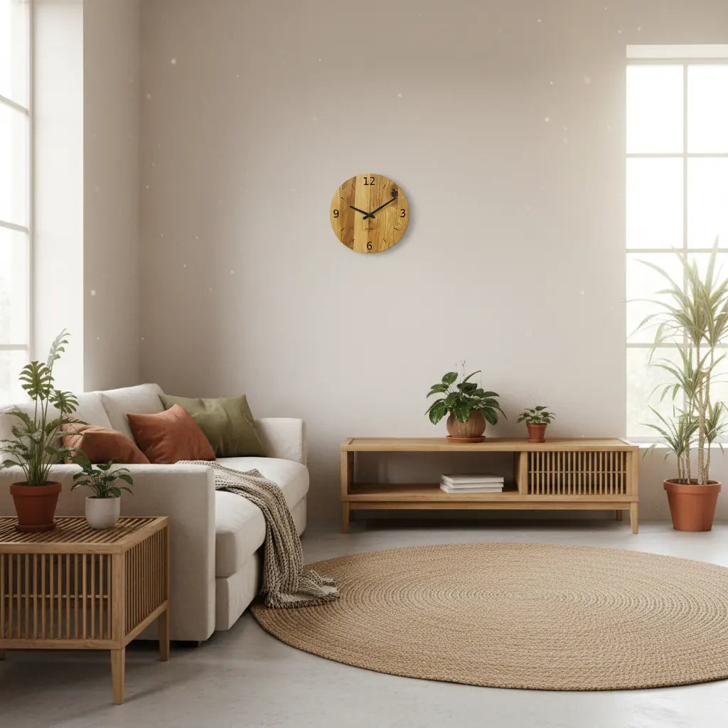 Wanduhr Massivholz Wildeiche - 30 cm