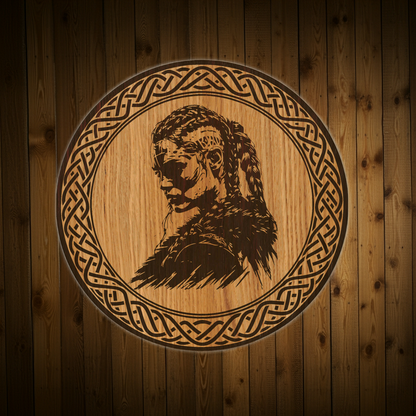 Holzbild Wikinger Kriegerin - Wandbild Wikinger Frau - 30/40 cm