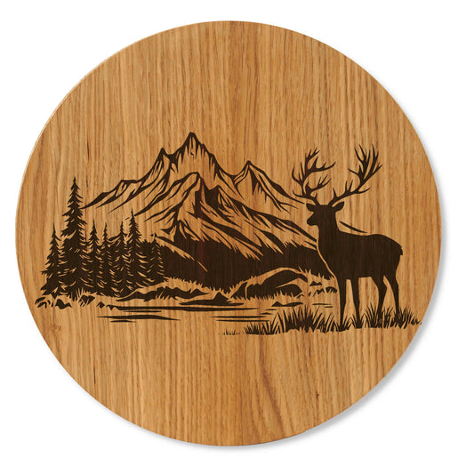 Holzbild - Wandbild Bergmotiv mit See und Wald - 30/40 cm groß