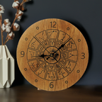 Wanduhr mit Sternzeichen aus Holz - moderne Uhr -Wohnzimmeruhr rustikales Design " Astrologie/Tierkreis " 30cm