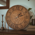 Wanduhr aus Holz Vintage rustikal Shabby mit graviertem Inlay 30cm - Handgefertigte Uhr Vintage Stil