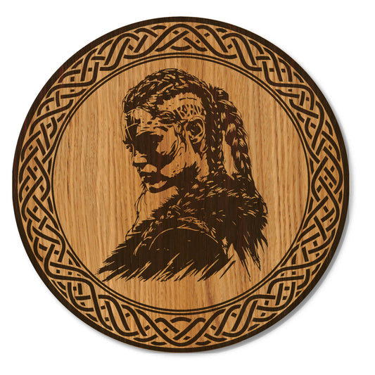 Holzbild Wikinger Kriegerin - Wandbild Wikinger Frau - 30/40 cm