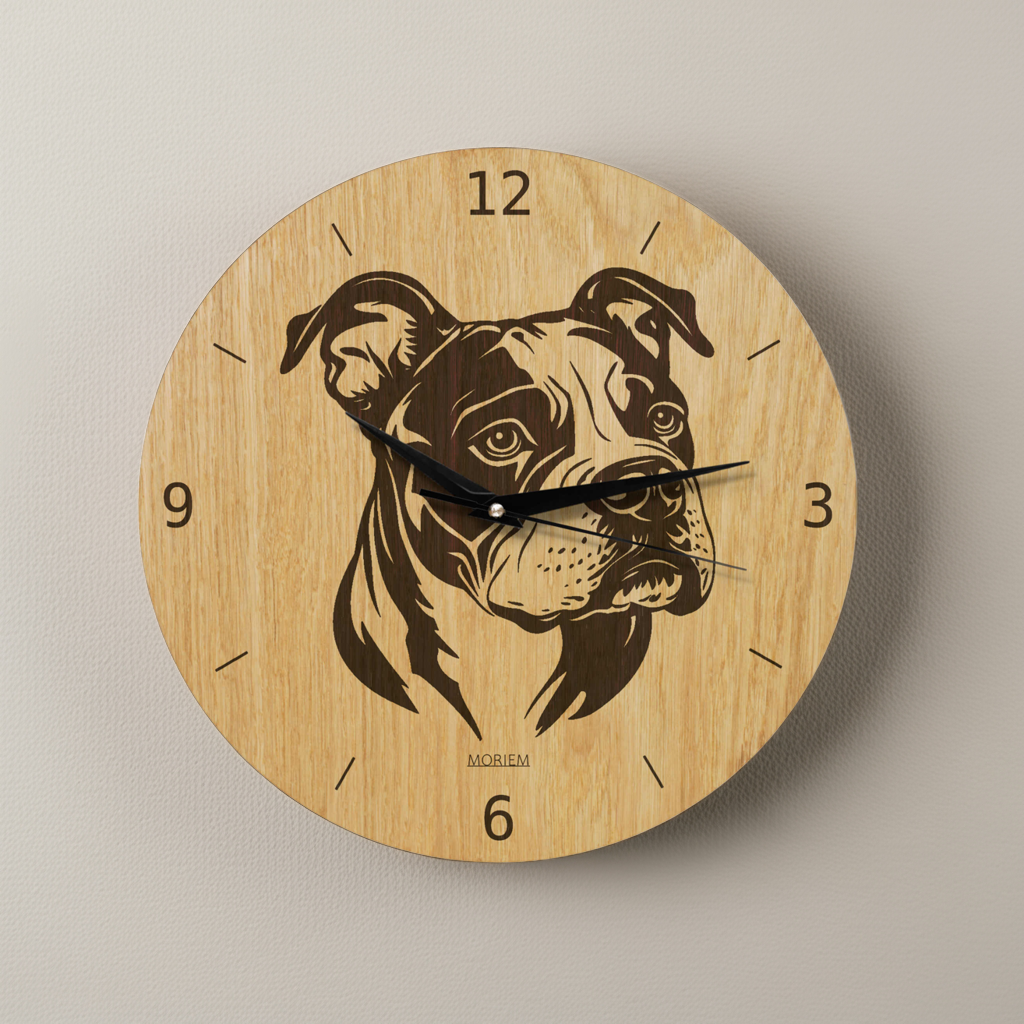 Wanduhr aus Holz - Wohnzimmeruhr modern mit Hundemotiv - 30 cm/40 cm groß