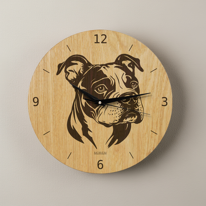 Wanduhr aus Holz - Wohnzimmeruhr modern mit Hundemotiv - 30 cm/40 cm groß