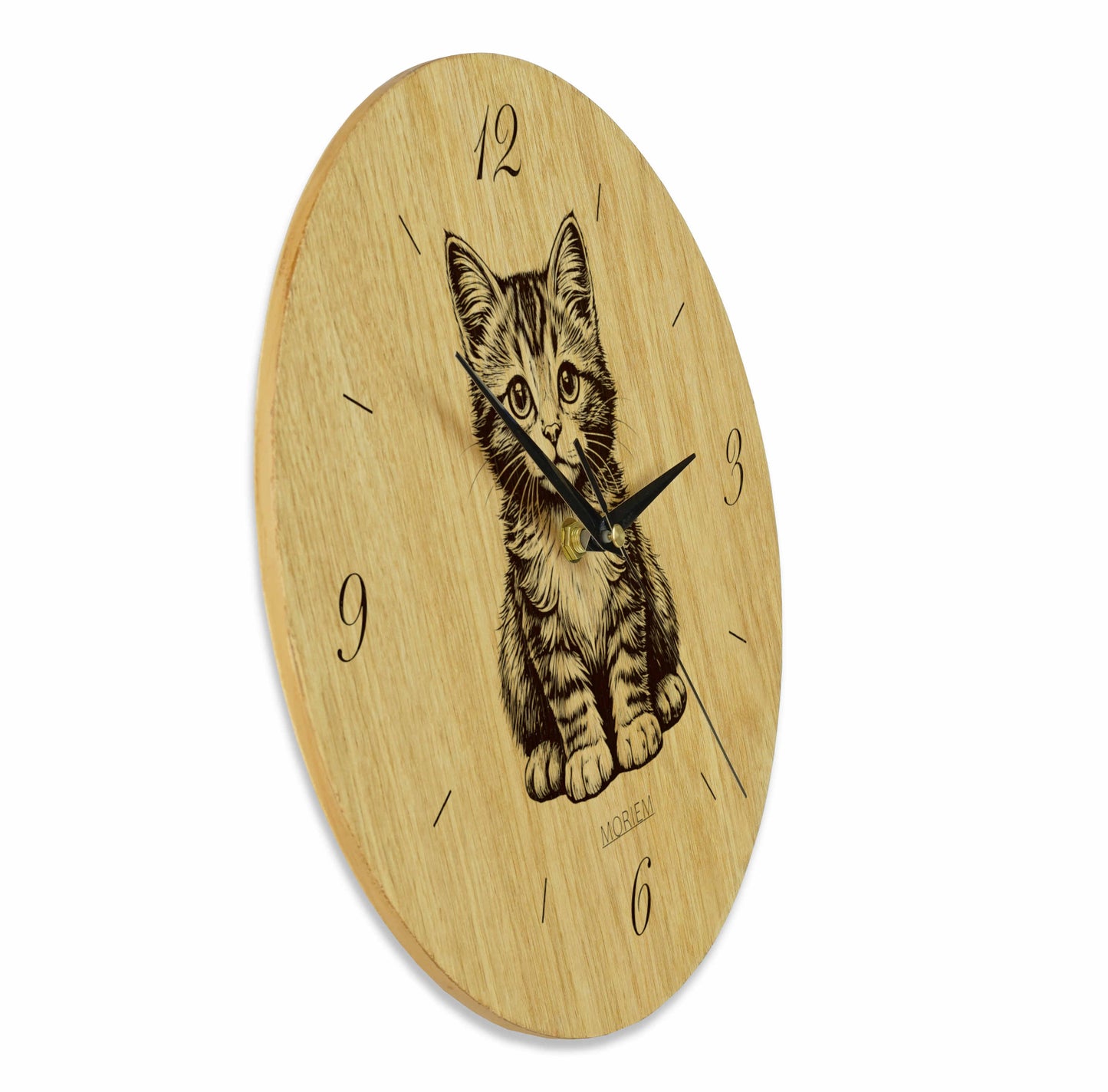 Wanduhr Katze - Wanduhr aus Holz mit Katzenmotiv - Wohnzimmeruhr 30 cm/40 cm