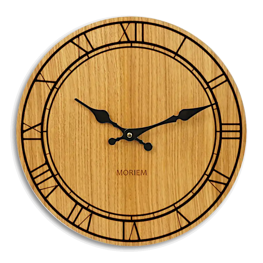 MORIEM - Wanduhr Holz vintage Design 30 cm - Eiche