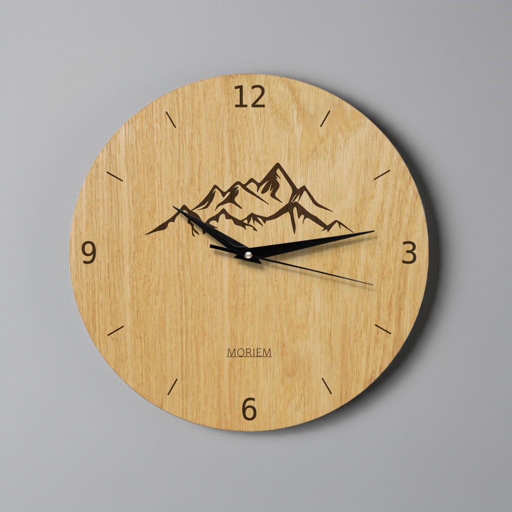 Wanduhr Berg - Wohnzimmeruhr modernes Design- eingebranntes Bergmotiv - 30 cm/40 cm groß