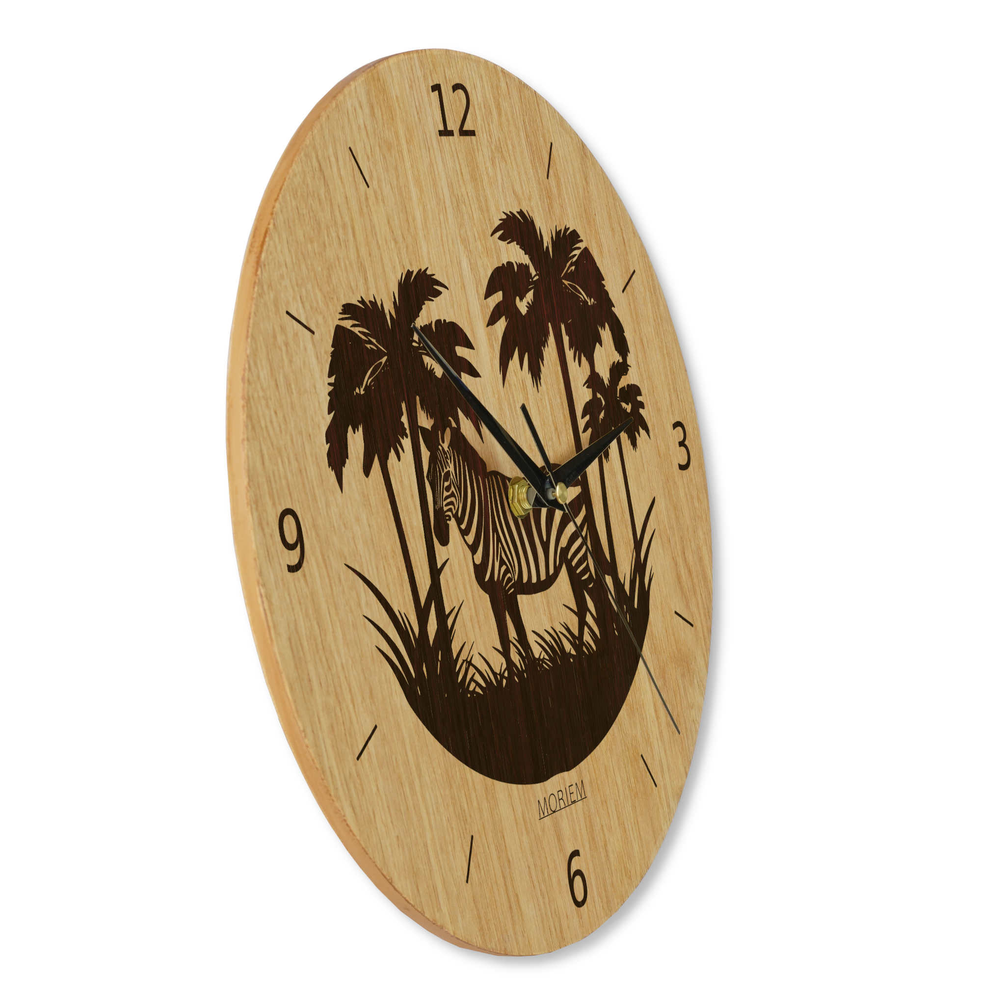 Wanduhr Afrika Zebra - Wohnzimmeruhr Holz - moderne Wohnzimmeruhr Eiche - 30 cm/40 cm groß