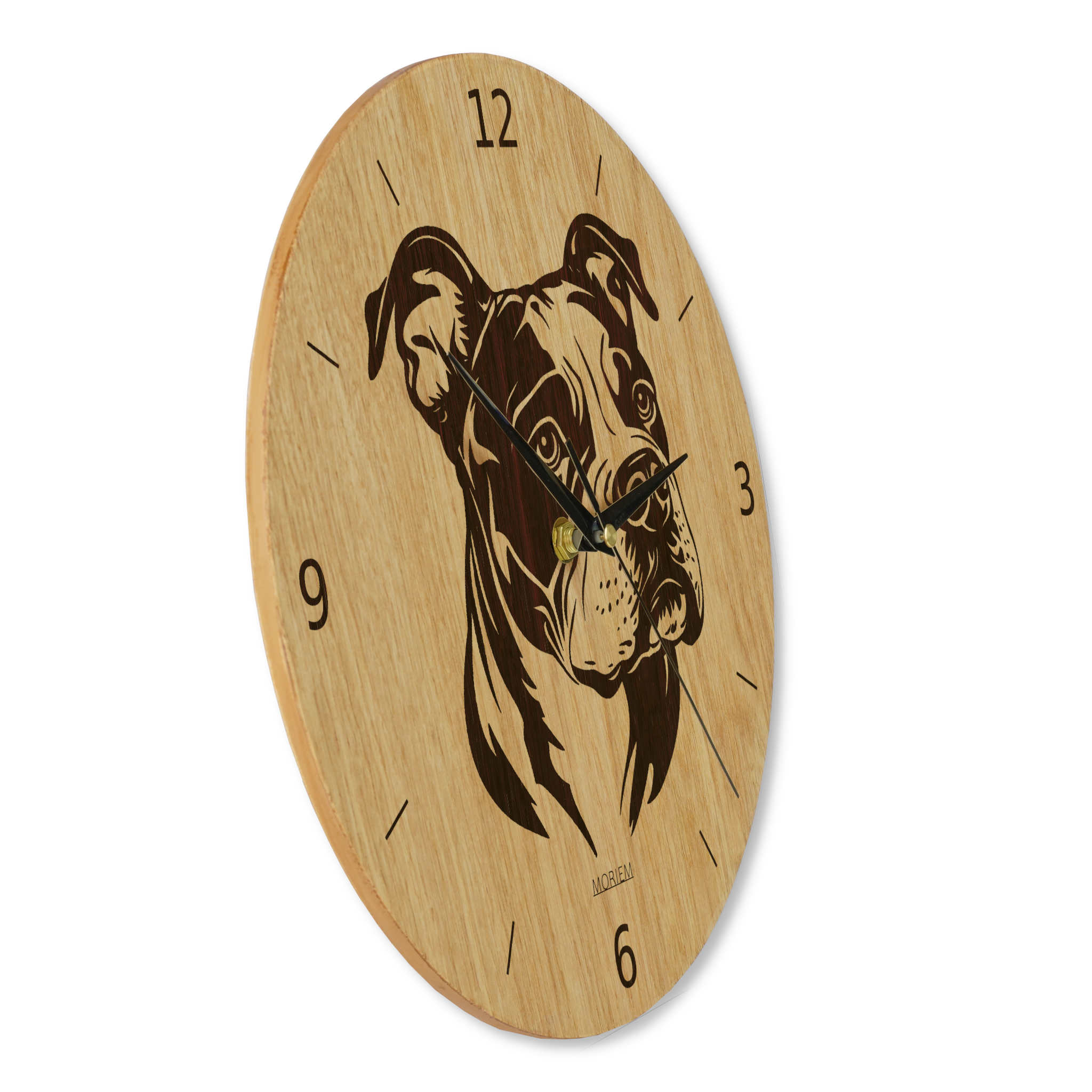 Wanduhr aus Holz - Wohnzimmeruhr modern mit Hundemotiv - 30 cm/40 cm groß