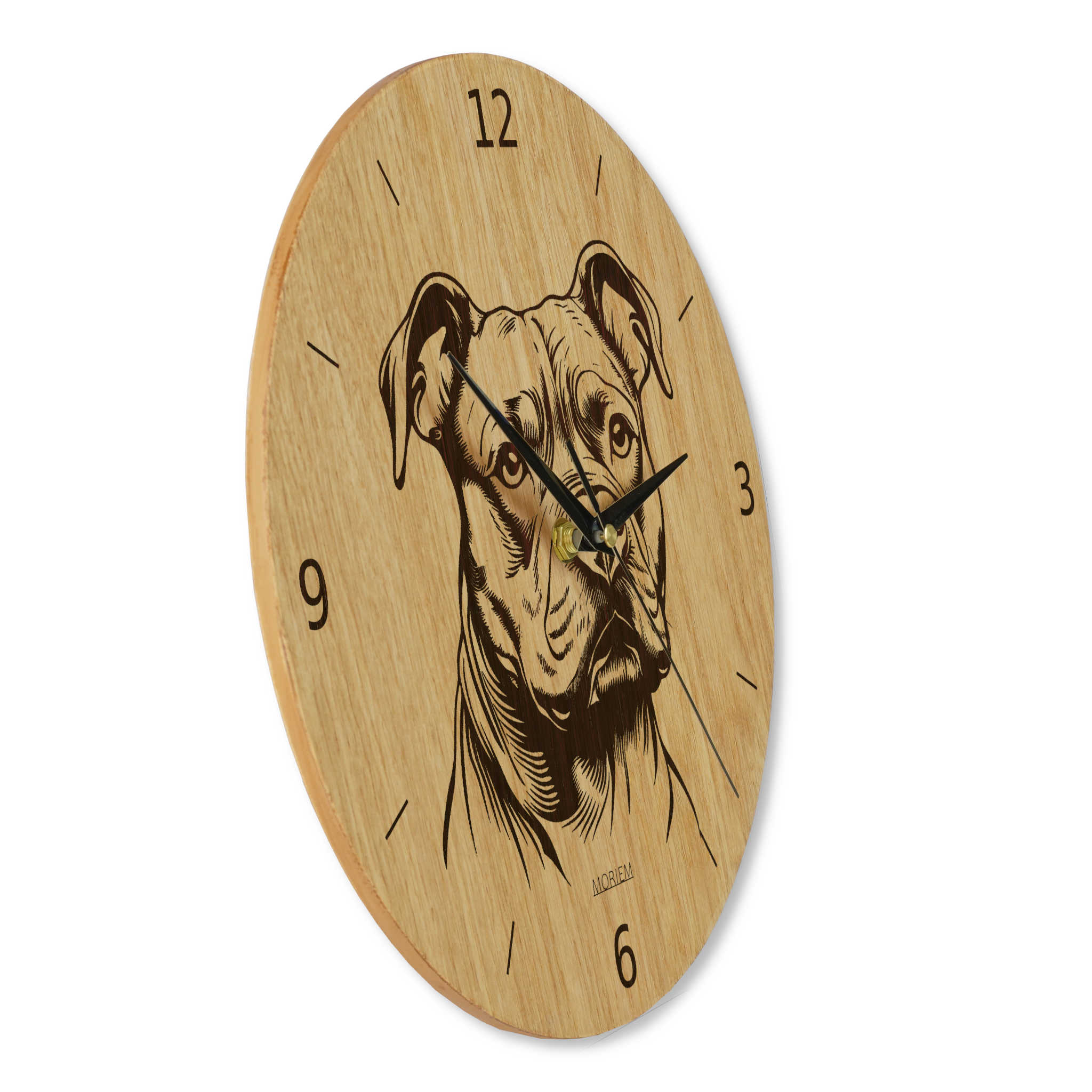 Wanduhr Hund - Wohnzimmeruhr modern mit Hundemotiv Bulldogge - 30 cm/40 cm groß