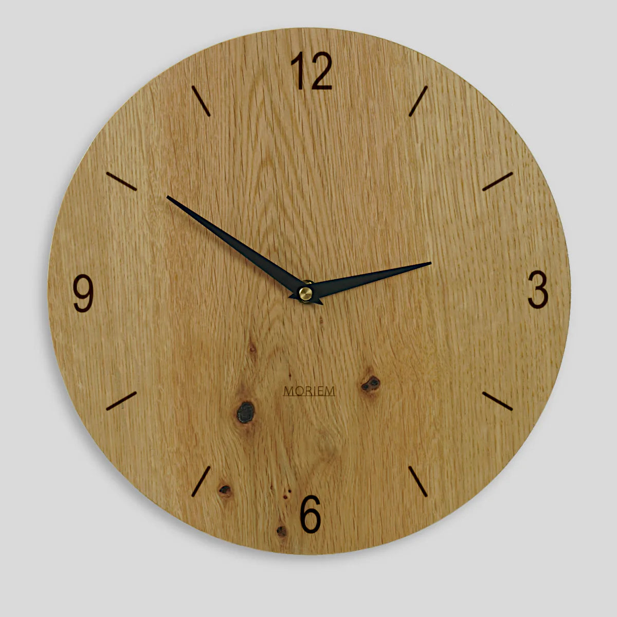 Wanduhr ohne ticken  eiche rustikal von vorne